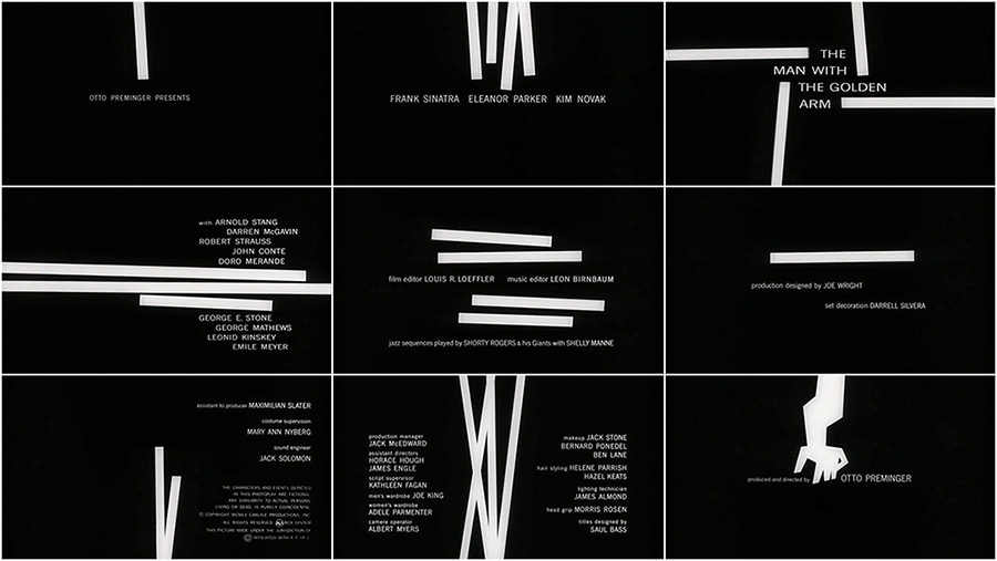 Image of freeze frames from The Man with the Golden Arm title sequence