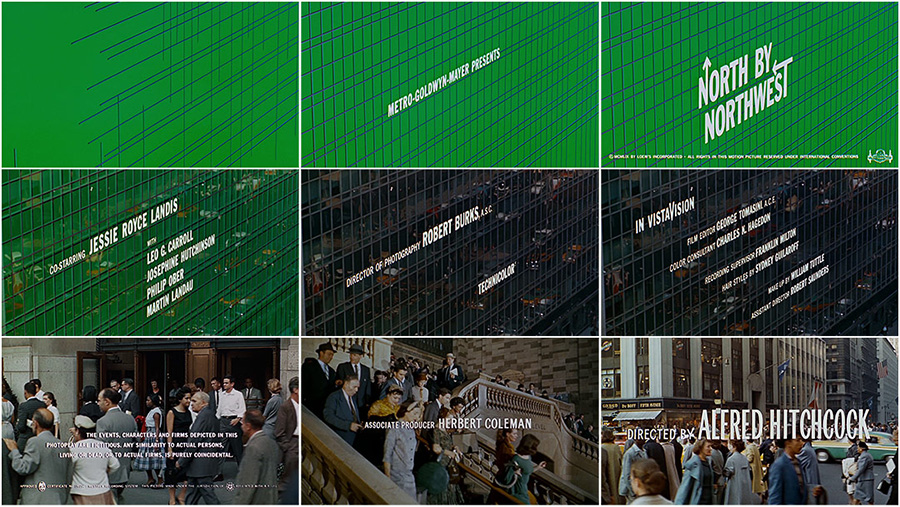 Image of freeze frames from North by Northwest's title sequence